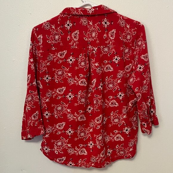 Catalog Favorites Blouse Long Sleeve Button-Up Red Size L - Picture 2 of 3